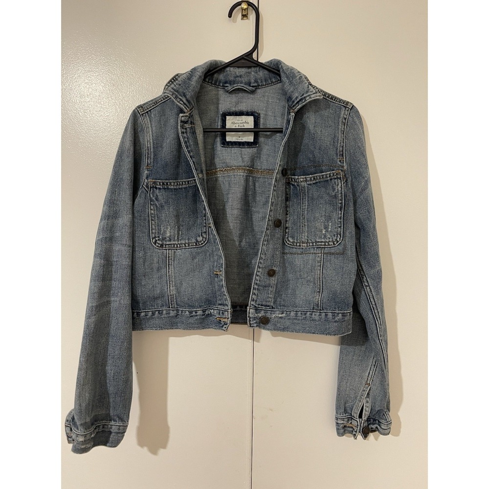 Y2K Abercrombie‎ & Fitch Cropped Grunge Trucker Classic Denim Jacket Size M